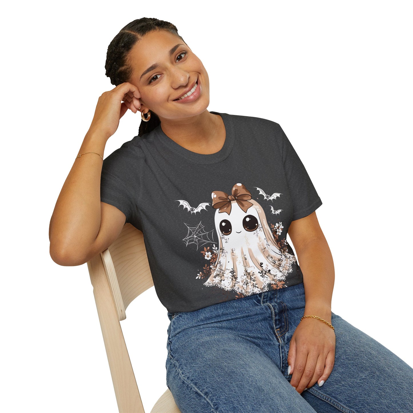 Adorable Ghost T-Shirt for Halloween Fun, Cute Ghost Tee, Unisex Halloween Shirt, Spooky Season Apparel, Kawaii Ghost Horror Shirt