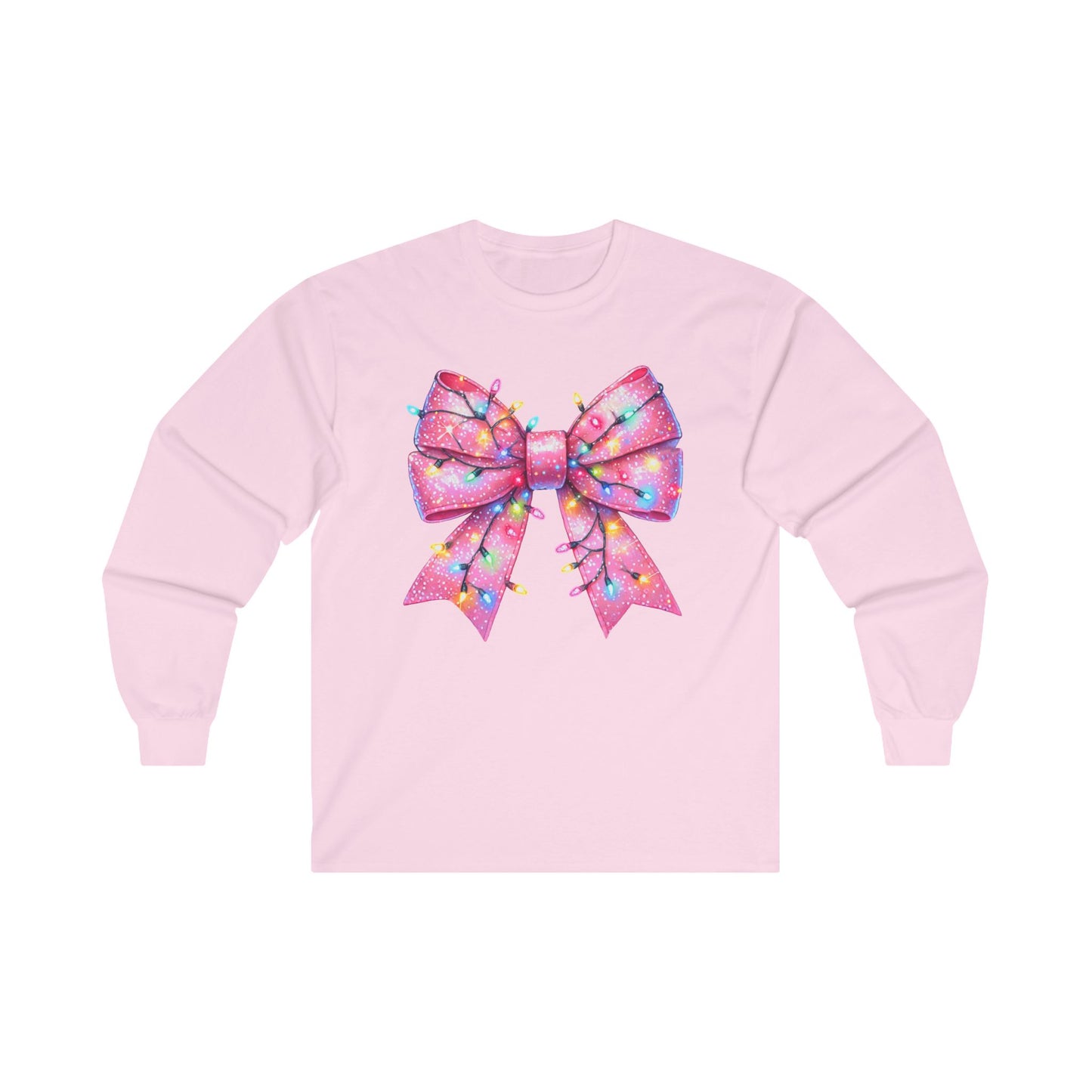 Pink Christmas Bow Long Sleeve Tee