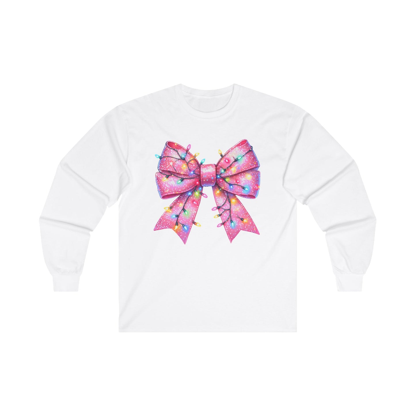 Pink Christmas Bow Long Sleeve Tee