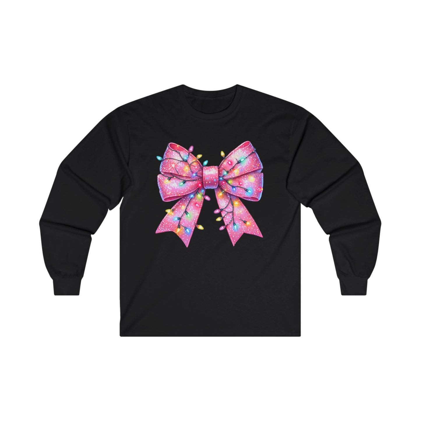 Pink Christmas Bow Long Sleeve Tee