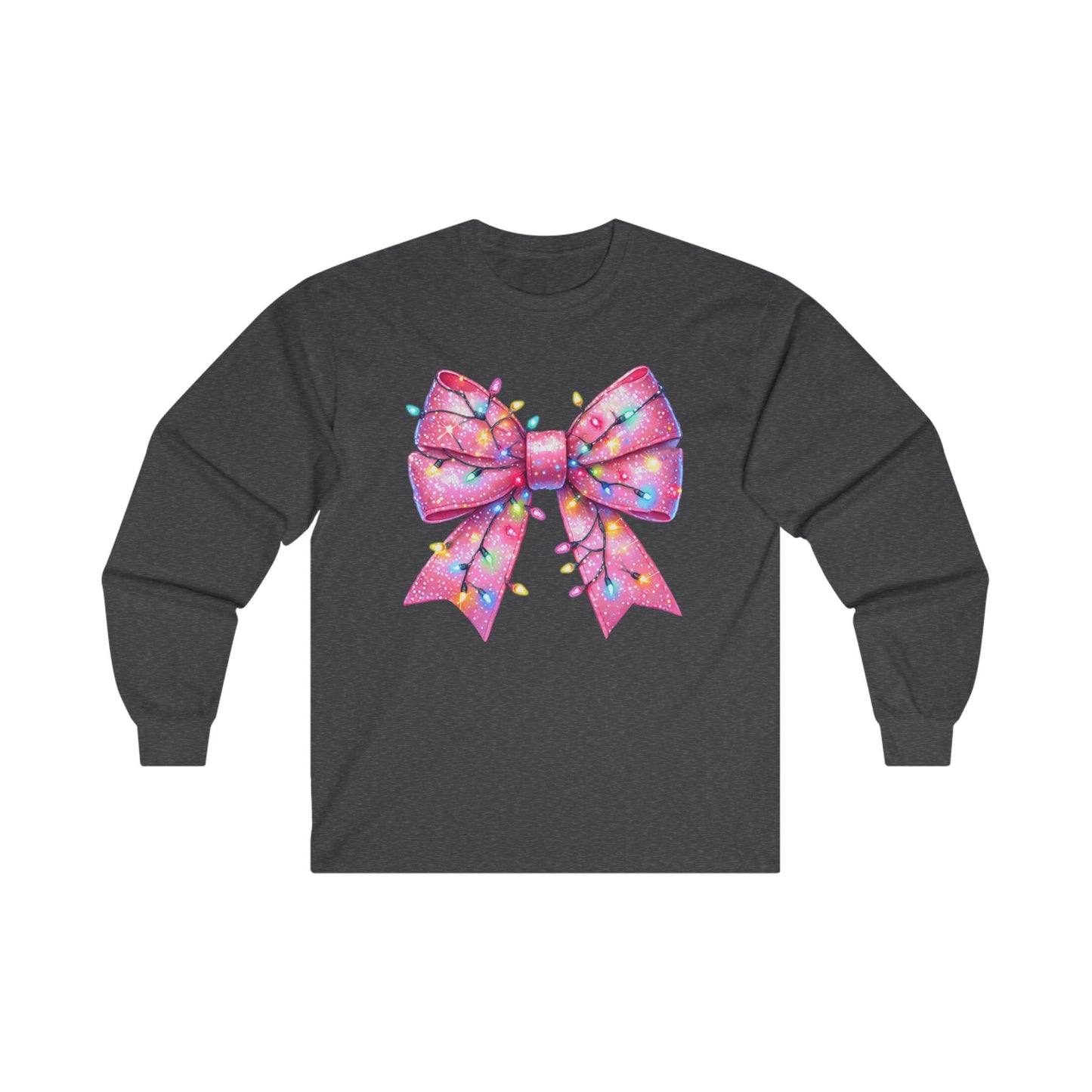 Pink Christmas Bow Long Sleeve Tee