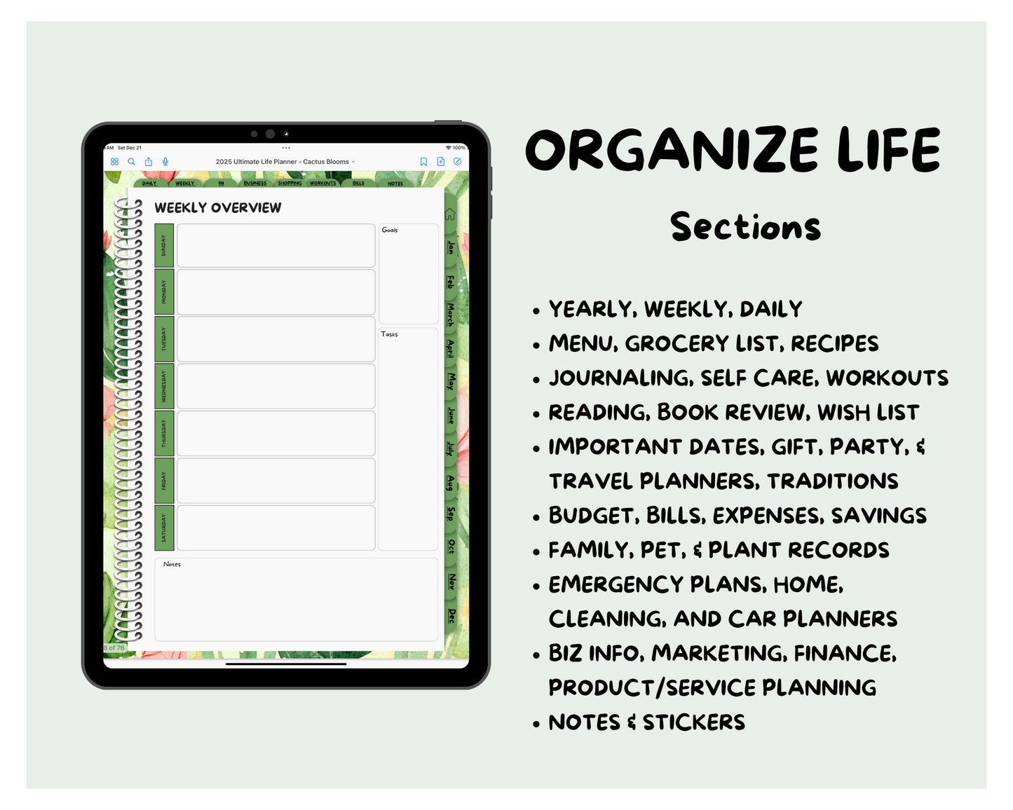 2025 Ultimate Life Planner ~ Cactus Blooms