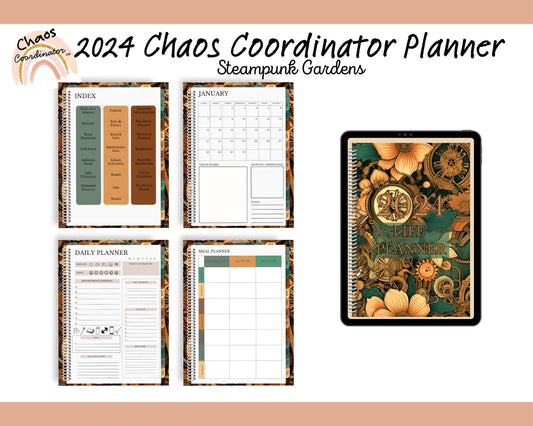 2024 Ultimate Chaos Coordinator Life Planner ~ Steampunk Gardens