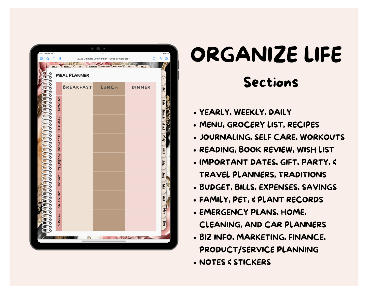 2025 Ultimate Life Planner ~ Good as Gold