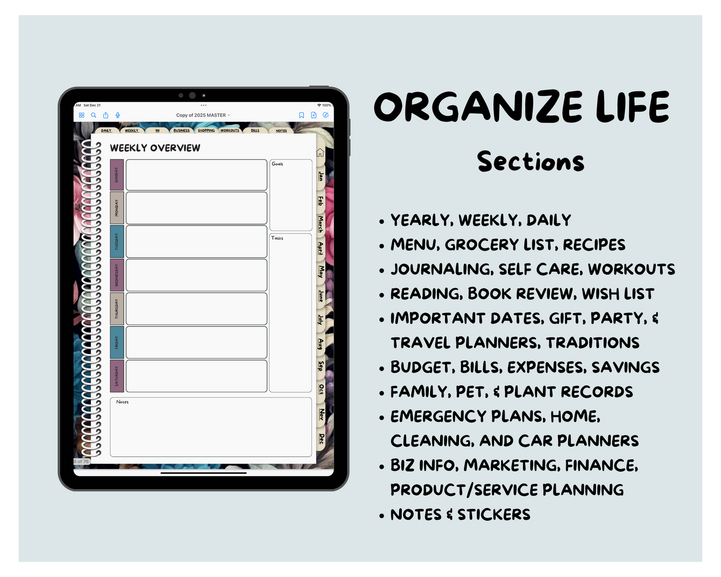 2025 Ultimate Life Planner ~ Midnight Gardens