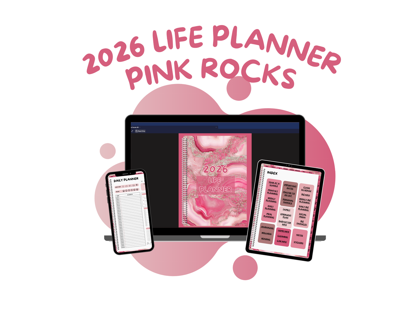 2026 Life Planner - Pink Rocks
