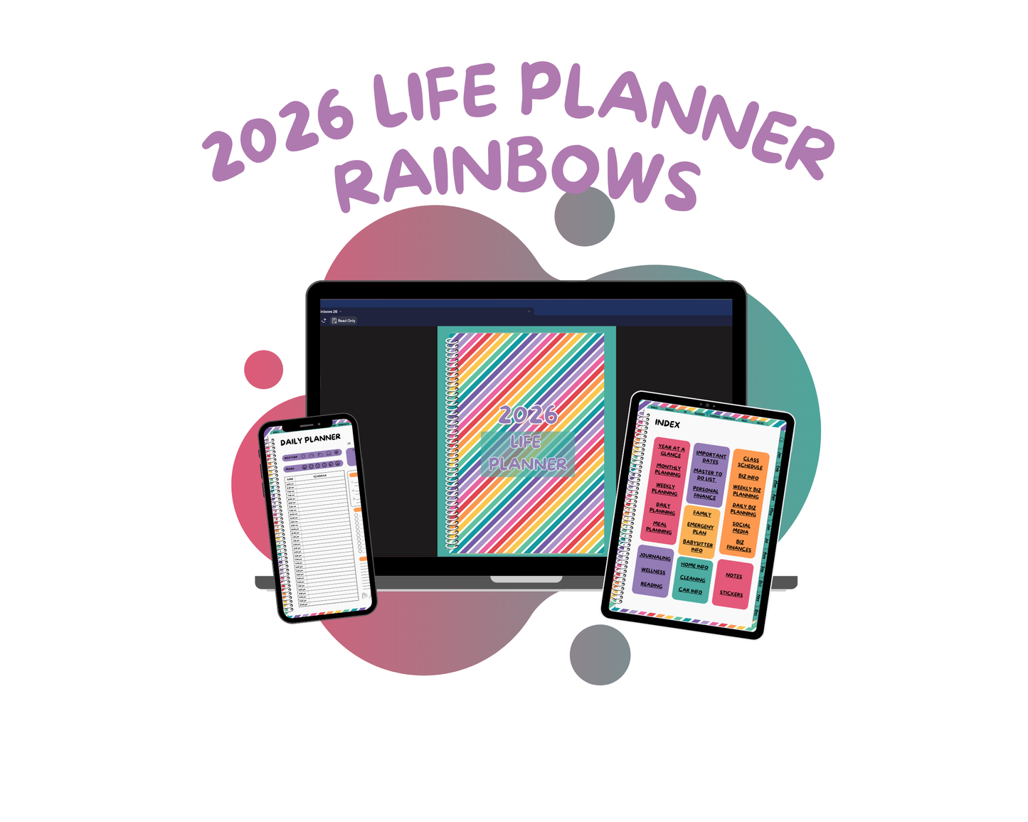 2026 Life Planner - Rainbows