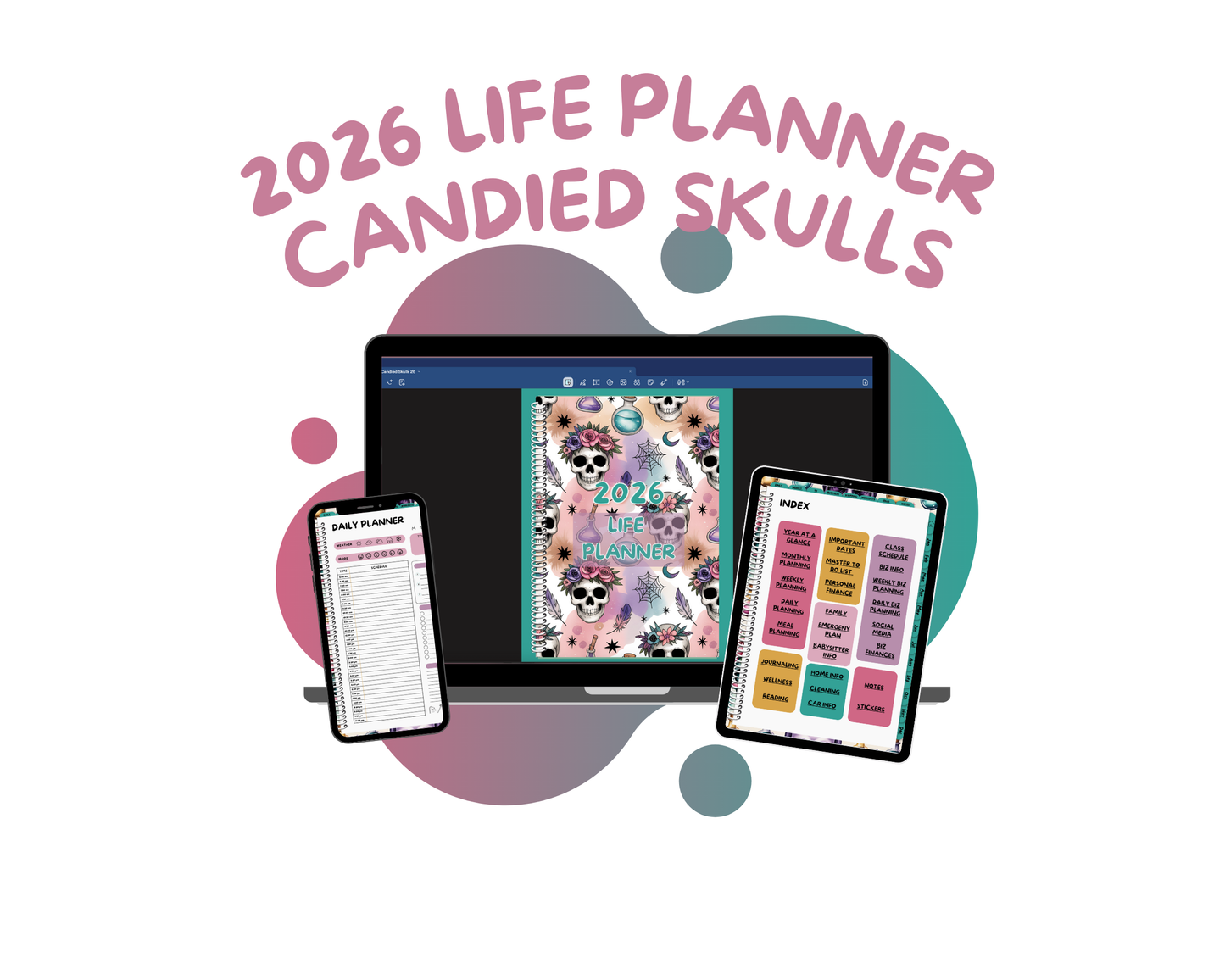 2026 Life Planner - Candied Skulls