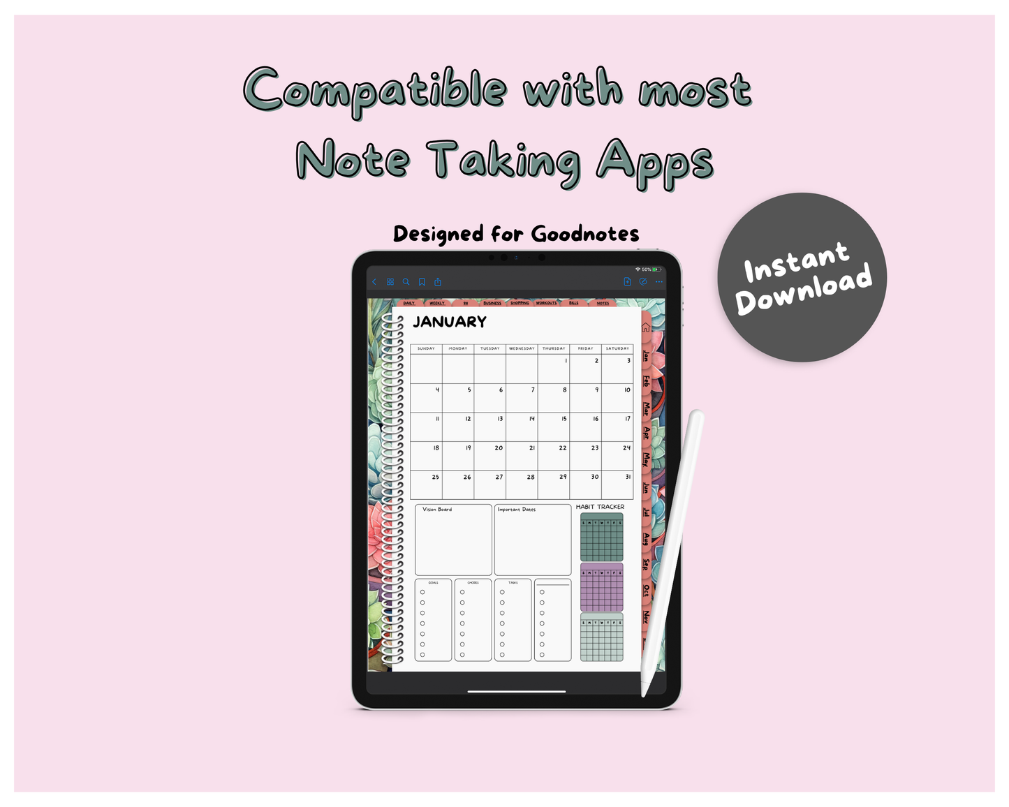 2026 Life Planner - Succulent Garden